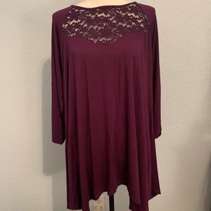 NWT Torrid Super Soft Purple Sharkbite Tee